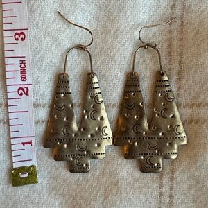 Geometric Gold-Tone Earrings with Moon and Dot Design